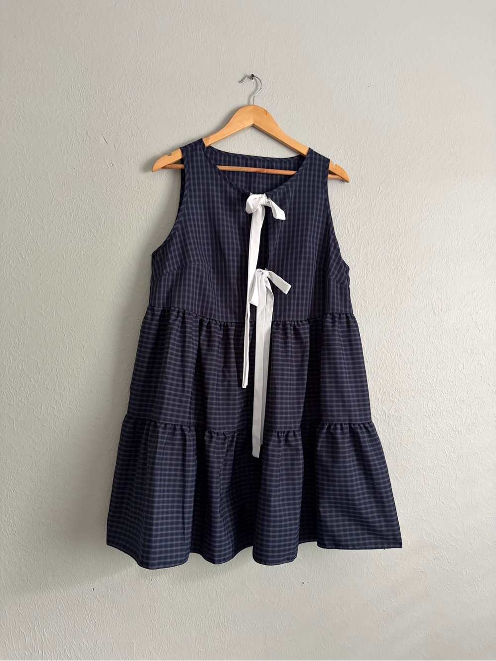 Plaid Tiered Tie Front Dress